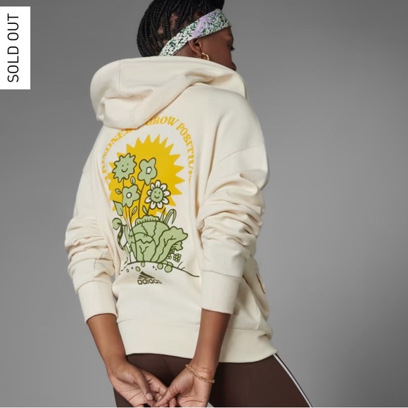 Adidas Cream Hoodie with Green and Yellow Graphic - Picture 2 of 7